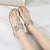 cheap Women&#039;s Sandals-Women&#039;s Beaded Rhinestones Sandals T-Strap Bohemian Sandals Breathable Summer Shoes Outdoor Women&#039;s Sandals Wedge Sandals Wedding Party Outdoor Rhinestone Crystal Wedge Black Silver Pink