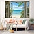 cheap Landscape Tapestry-Window View Beach Hanging Tapestry Wall Art Large Tapestry Mural Decor Photograph Backdrop Blanket Curtain Home Bedroom Living Room Decoration Ocean Summer
