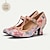 cheap Women&#039;s Heels-Women&#039;s Heels Pumps Ladies Shoes Valentines Gifts Mary Jane Handmade Shoes Party Outdoor Valentine&#039;s Day Floral Kitten Heel Round Toe Elegant Vintage Leather Buckle Pink