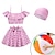 billiga Barn&quot;-flickbaddräkt med badboll, rosa, keps, barnbaddräkt, hög elastisk hängslen, tvådelad set