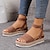 billige Sandaler til kvinner-Dame Sandaler Wedge-sandaler Feriereise Strand Spenne Kile Bohem PU Spenne Svart Kamel