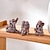 abordables Sculptures-Lot de 3 décorations de bureau en résine représentant un éléphant pratiquant le yoga – peint à la main, idéal pour les amateurs de yoga comme ornement décoratif de table.