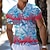 cheap Men&#039;s Button Up Polos-Tropical Tropical Flowers Men&#039;s Casual 3D Print Golf Polo Outdoor Daily Wear Streetwear Polyester Short Sleeve Turndown Polo Shirts Pink Blue Spring &amp; Summer S M L Micro-elastic Lapel Polo