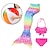 Недорогие Дети-детский купальник для девочек с пляжным мячом, бикини, 3 предмета, купальник, хвост русалки, купальный костюм русалочки, градиент, без рукавов, синий, радужный, красный, пляжный активный