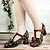 cheap Women&#039;s Heels-Women&#039;s Heels Pumps Handmade Shoes Vintage Shoes Wedding Party Valentine&#039;s Day Floral Block Heel Elegant Vintage Cloth T-Strap Black / Red