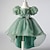 preiswerte Partykleider-kinderkleidung Mädchen Party Kleid Feste Farbe Kurzarm Hochzeit Besondere Anlässe Gitter Rückenfrei Puffärmel bezaubernd Süß Baumwolle Polyester Asymmetrisch abendkleider Sommer Frühling Herbst 4-13