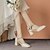cheap Wedding Shoes-Women&#039;s Heels Wedding Shoes Slip-Ons Dress Shoes Ankle Strap Heels Wedding Daily Bridal Shoes Imitation Pearl Ribbon Tie Chunky Heel Square Toe Preppy Minimalism PU Ankle Strap Beige