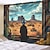 お買い得  風景タペストリー-西部の牛男砂漠吊りタペストリー壁アート大きなタペストリー壁画装飾写真背景ブランケットカーテンホーム寝室リビングルーム装飾