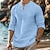 billiga Linneskjortor-herrskjorta fritidsskjorta sommarskjorta strandskjorta vit blå khaki långärmad enkel bandkrage vår &amp; sommar casual dagliga kläder kläder ficka