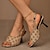 رخيصةأون صنادل نسائية-نسائي صنادل أحذية رومانية مناسب للبس اليومي كعب ستيلتو تو مربع شيوع المشي PU ربّاط مطاطي كاكي