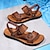 ieftine Sandale Bărbați-sandale bărbați din piele PU papuci sandale vintage confort tobogane sport casual plajă în aer liber pantofi cu slip-on respirabili maro toamnă de vară