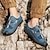 abordables Sandalias de hombre-Hombre Sandalias Retro Zapatos de Paseo Casual Diario Cuero Cómodo Botines / Hasta el Tobillo Mocasín Negro Azul Verde Trébol Primavera Otoño