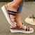 levne Dámské sandály-dámské sandály na klínku sandály na platformě pantofle s kulatou špičkou elegantní vintage móda guma lakovaná mokasína černá bílá