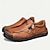 זול נעלי בד ומוקסינים לגברים-רוכסן מעוצב מחורר מעור וינטג&#039; לגברים