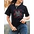 abordables T-shirts Femme-Femme T shirt Tee 100% Coton Rose Animal Soirée du quotidien Noir Manche Courte mode Col Ras du Cou Coachella Eté