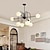 voordelige Hanglampen-Spoetnik kroonluchter 8-lichts zwarte hanglamp uit het midden van de eeuw met bol glazen kap moderne plafondlamp voor keuken eetkamer woonkamer
