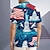 billige Skjorter med tryk til mænd-Flag Afslappet Herre Skjorte Daglig Ferie Sommer Cubansk krave Kort Ærme Blå S, M, L 4-vejs strækstof Skjorte