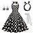 Χαμηλού Κόστους Ιστορικές &amp; Vintage Στολές-γυναικείο φόρεμα rockabilly σε γραμμή πουά halter swing φόρεμα flare φόρεμα με αξεσουάρ σετ 1950s 60s retro vintage με κεφαλόδεσμο σιφόν φουλάρι σκουλαρίκια γυαλιά ηλίου 6τμχ