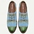 abordables Zapatos Oxford de hombre-Zapatos de vestir para hombre, verde oliva, azul, a rayas, cuero brogue, piel de vaca italiana de plena flor, antideslizantes, con cordones