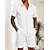 cheap Cotton Linen Shirt-Men&#039;s Shirt Linen Shirt 2 Piece Shirt Set Black White Khaki Short Sleeves Plain Collar Summer Spring Outdoor Street Clothing Apparel Pocket
