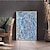 abordables Pinturas abstractas-Ilustración abstracta de jackson pollock pintada a mano, pintura en lienzo de líneas blancas y azules para pared de salón (sin marco)