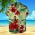 levne Pánská havajská košile-Květinový prázdniny Havajské Pánské Košile Venkovní Havajské Dovolená Léto Přehnutý Krátký rukáv Rubínově červená Vodní modrá Oranžová S M L Košile