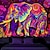 cheap Blacklight Tapestries-Elephant Animal Blacklight Tapestry UV Reactive Glow in the Dark Trippy Misty Nature Landscape Hanging Tapestry Wall Art Mural for Living Room Bedroom