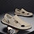 cheap Men&#039;s Sandals-Men&#039;s Leather Sandals Flat Sandals Fashion Sandals Handmade Shoes Outdoor Slippers Walking Casual Beach Daily Office &amp; Career Breathable Comfortable Loafer Red Brown Black Khaki