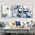 billige Abstrakte malerier-håndlaget stor veggkunst stue dekor abstrakt lerret håndmalt gull blå moderne hjemmeinnredning spisestue soverom veggdekor kjøkken dekor ramme klar til å henge