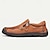 olcso Bebújós cipők férfiaknak-férfi vintage barna bőrcipő perforált dizájn cipzár