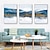 cheap Landscape Paintings-Handmade 3 Panels Blue And Golden Mountain Landscape Wall Art Painting Modern Abstract Handpainted Picture Art Vintage Home Decor Canvas Paintings (No Frame)