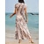 cheap Print Dresses-Women&#039;s Casual Dress Abstract Marble Print Split Print Crew Neck Maxi long Dress Boho Vacation Short Sleeve Summer Beach