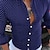رخيصةأون زر قميص الرجال-رجالي قميص زر حتى القميص قميص صيفي أزرق البحرية كم طويل منقط طوي شارع فضفاض زر أسفل ملابس موضة كاجوال مريح نمط الشاطئ