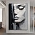 levne Motivy postav-plátno umění malba abstraktní ženy postava ručně malovaná černobílá postava nástěnný obraz domácí dekorace dívka tvář dívčí pokoj domácí dekorace natažený rám připravený k zavěšení