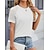 voordelige Dames T-shirts-Dames Kanten overhemd Kant Dagelijks Vakantie Uitgaan Flutter mouw Korte mouw Strakke ronde hals Wit Zomer