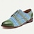 cheap Men&#039;s Oxfords-Men&#039;s Dress Shoes Olive Green Blue Striped Brogue Leather Italian Full-Grain Cowhide Slip Resistant Lace-up