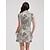 ieftine Colecția de designer-Pentru femei rochie de golf Gri Manșon scurt Rochii Imprimeu Paisley Vestimenta Golf Doamnelor Haine Ținute Poartă Îmbrăcăminte