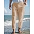 ieftine pantaloni de in-Bărbați Pantaloni de in Pantaloni Pantaloni de vară Pantaloni de plajă Buzunar frontal Picior drept Simplu Confort Respirabil Casual Zilnic Concediu Modă De Bază Alb Albastru celest