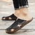 cheap Men&#039;s Sandals-Men&#039;s Leather Sandals Slippers Retro Slides Walking Casual Beach Daily Comfortable Slip-on Shoes Black White Yellow Spring Fall