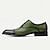 olcso Férfi fűzős bőrcipők-férfi ruha cipő oxford színátmenetes zöld bőrből, klasszikus orrvédővel
