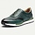 cheap Men&#039;s Sneakers-Men&#039;s Dress Sneakers Leather Italian Full-Grain Cowhide Slip Resistant Lace-up Dark Green