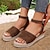cheap Women&#039;s Sandals-Women&#039;s Sandals Wedge Sandals Platform Sandals Daily Buckle Platform Flat Heel Peep Toe Casual Minimalism PU Ankle Strap Light Brown Coffee