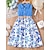 baratos Vestidos-Infantil Para Meninas Vestido Floral Sem Manga Casual Moda Diário Poliéster Altura dos Joelhos Verão 7-13 anos Azul