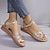 cheap Women&#039;s Sandals-Women&#039;s Sandals Wedge Sandals Daily Flat Heel Open Toe Casual Faux Leather Ankle Strap Black Silver Gold