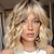 cheap Synthetic Trendy Wigs-Short Blonde Bob Wigs for Women,Synthetic Wavy Curly Hair Wig with Bangs for Daily 12 inch Auburn Burgundy Blonde Black Light Blonde Wigs