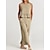 cheap Women&#039;s Sleepwear-Women&#039;s Pajamas Sets Pure Color Fashion Basic Comfort Street Daily Linen Breathable Crew Neck Sleeveless Pant Button Pocket Summer White Army Green