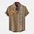 お買い得  メンズプリントシャツ-男性用 リネン 20% シャツ 半袖 折襟 グリーン, カーキ色, ベージュ シャツ 日常