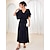 abordables Robes décontractées-Femme Coton robe noire Plein La frange Col V Robe Maxi Uni Bohème Vacances Manche Courte Eté