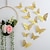 abordables Autocollants muraux-12 pièces décorations papillon dorées - art mural 3D pour les fêtes, l&#039;artisanat et les baby showers - autocollants faciles à appliquer pour une décoration belle et élégante