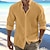 tanie Koszule bawełniane i lniane-Męskie Koszula lniana koszula Zapinana na guziki koszula Letnia koszula Koszula plażowa Czarny Biały Żółty Długi rękaw Równina Stójka Wiosna i lato Codzienny Hawajskie Odzież